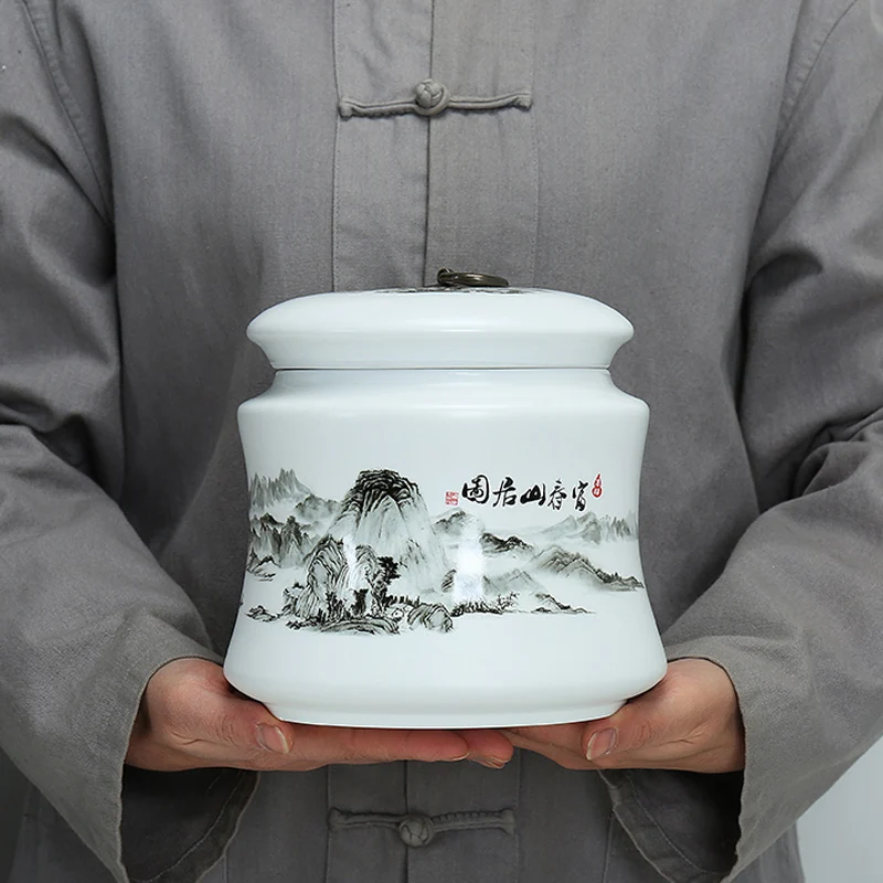 

Vertical Tea Box Storage Organizer 100g Vintage Sealed Tea Caddies Coffee Box Ceramic Jar Boite A The Kitchen Accessories XR50