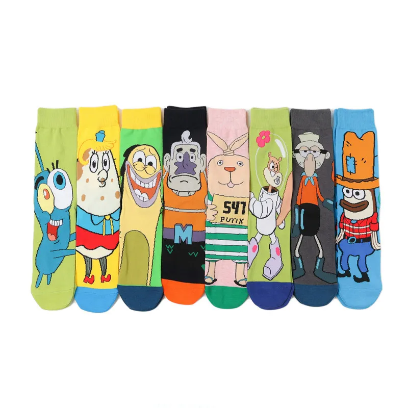 

SpongeBob SquarePants Socks Men Cute Anime Cartoon Women's Stockings Skateboard Trend Personality Breathable Couple Funny Socks