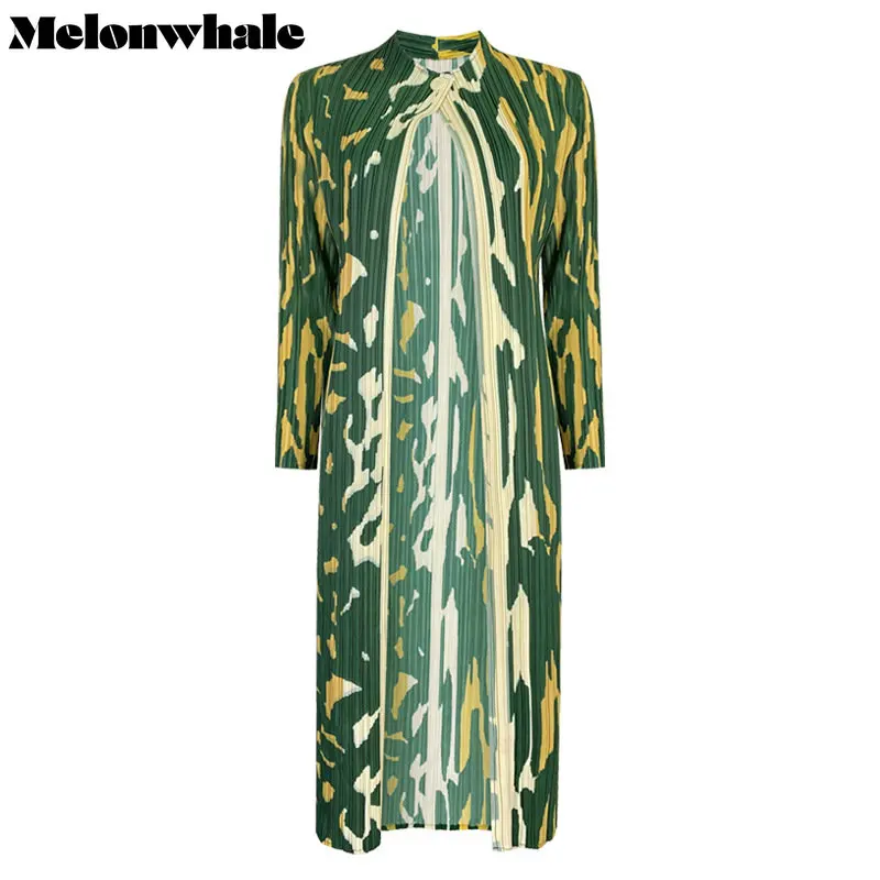 

MelonWhale Women Pleated Printed Big Size Jacket Casual Cardigan New Long Sleeve Loose Fit Fashion Tide Spring Summer 2023