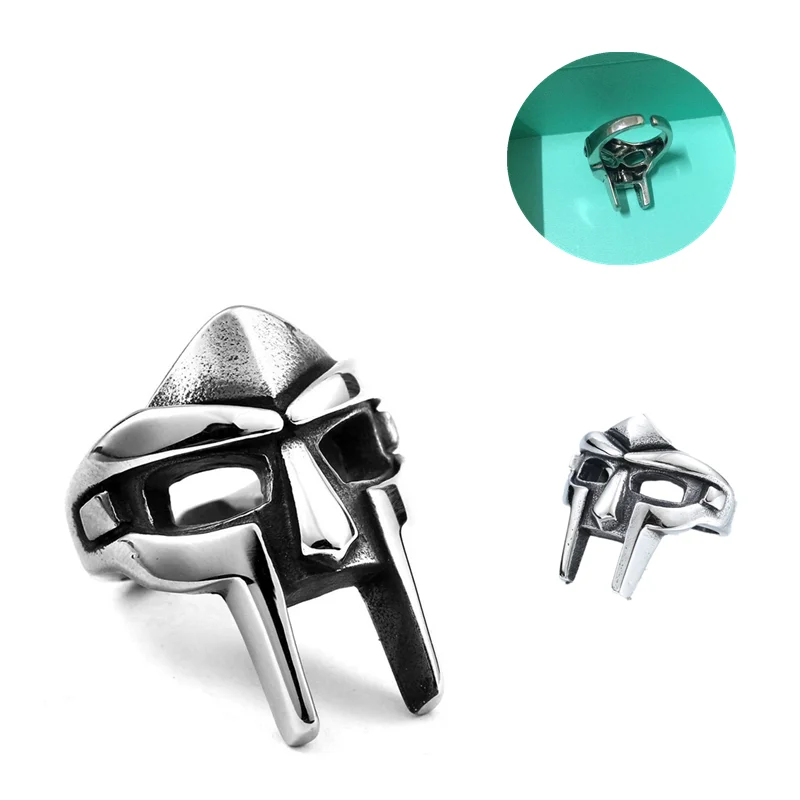 

Superhero Retro Mask MF DOOM Rings Gladiator Punk Egyptian Pharaoh Male Ring Hip Hop Goth Jewelry Accessories Gift Collection