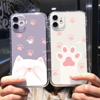 cute cartoon cat transparent case for case iphone 11 pro max 7 7p se 2020 6 6s x xr xs 8 plus 11 12 13 max pro mini a4g1 bumper