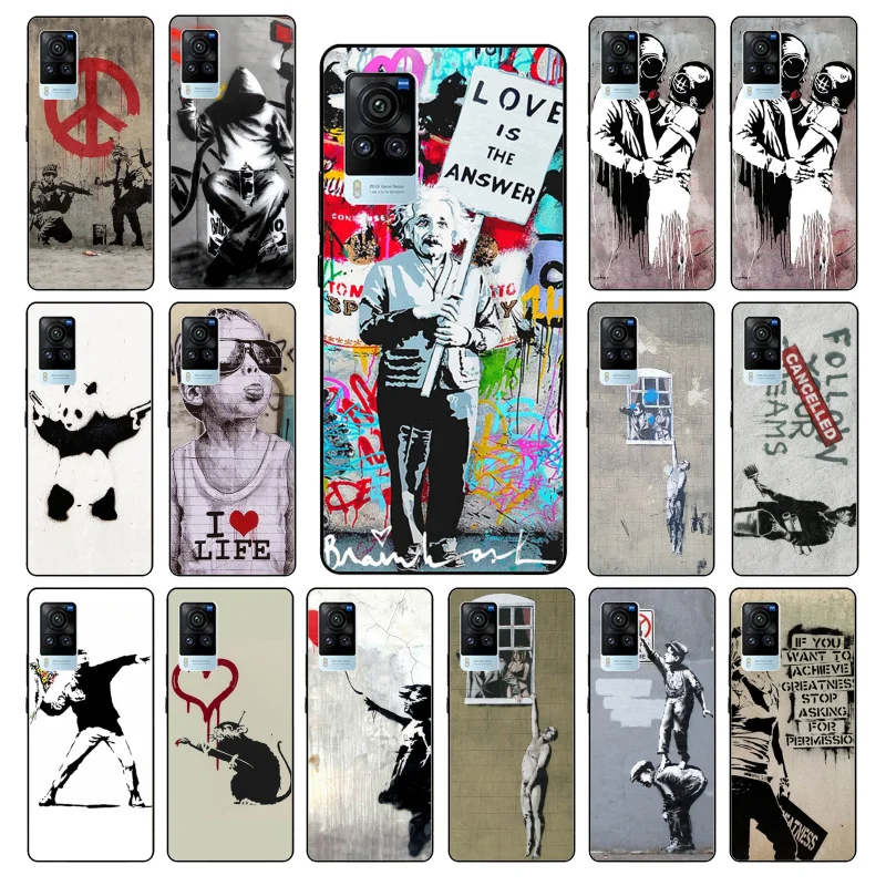 

Street Art Banksy Graffiti Phone Case for VIVO V21e V20 SE V2023 V15 Pro V21 V17 Neo 1819 1915 1907 1906 X60 Pro X51 X50