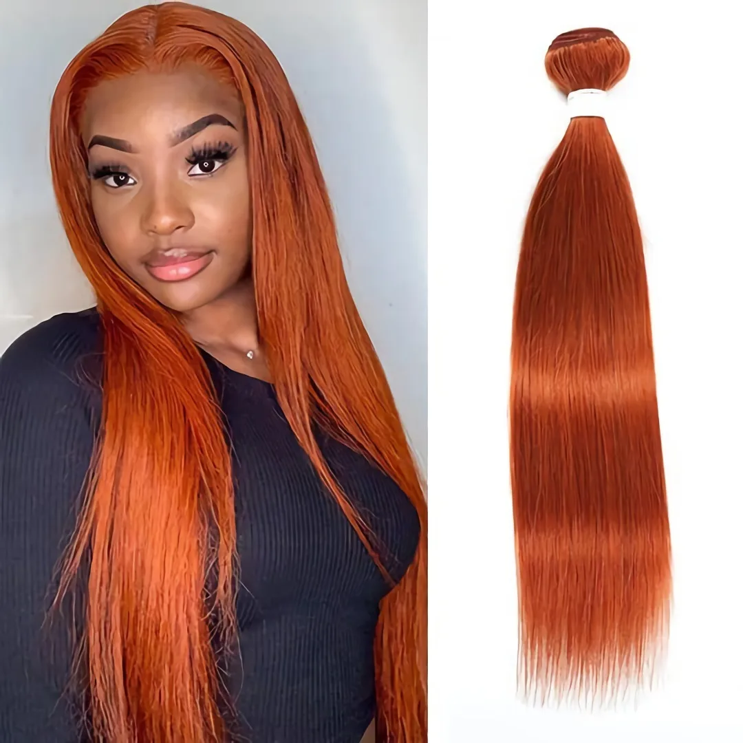 

350 Ginger Bundles Human Hair Straight Bundles Sew In Weave Unprocessed 10A Brazilian Virgin Soft Ginger Orange Hair Extensions