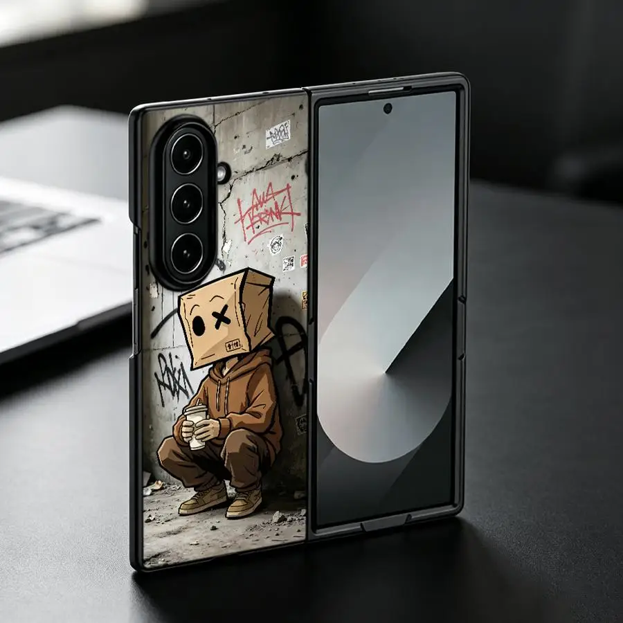 Чехол для Samsung Galaxy Z Fold 8, Z Fold 7, Z Fold 6, Z Fold 5, Z Fold 4, Z Fold 3. Защитный чехол для телефона. Дизайн «Старая стена» с изображением мужчины. (art.: 3920dc65c6de9) - 3920dc65c6de9