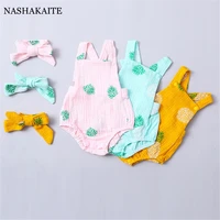 2022 newborn baby girl rompers cotton sleeveless pineapple print girls infant bodysuits summer suspender triangle jumpsuit
