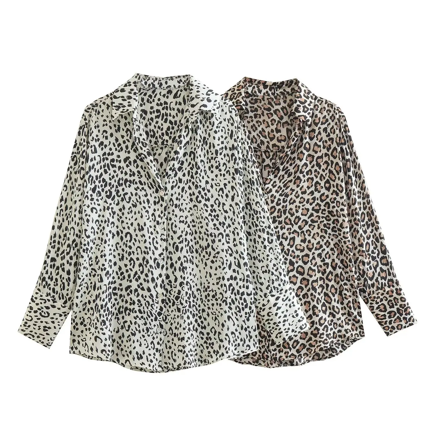 RDMQ 2023 Women Fashion Oversized Animal Print Flowy Shirts Vintage Long Sleeve Front Buttons Female Blouses Blusas Chic Tops