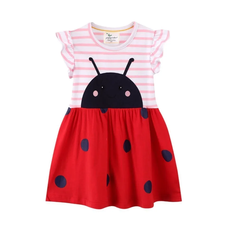 

Girl Dress Pleat Sleeve Polka Dot Kids Toddle Elegant Skirt Short One-Piece Teenage Pink Red 2 3 4 5 6 7 Years Old Picnic Wear