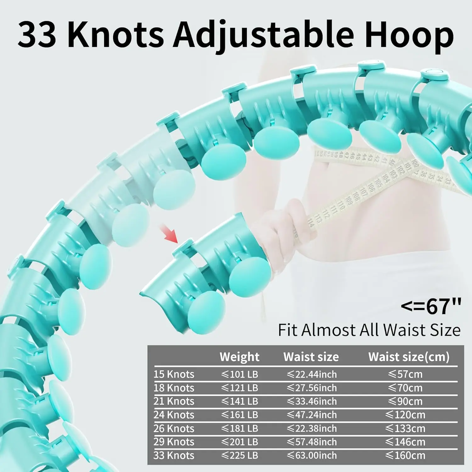 Фото Coolboss Weighted Workout Hula Circle 33 Knots Infinity Hoola Fit Hoop Plus Size для похудения взрослых - Smart Exercise Waist Ri №3