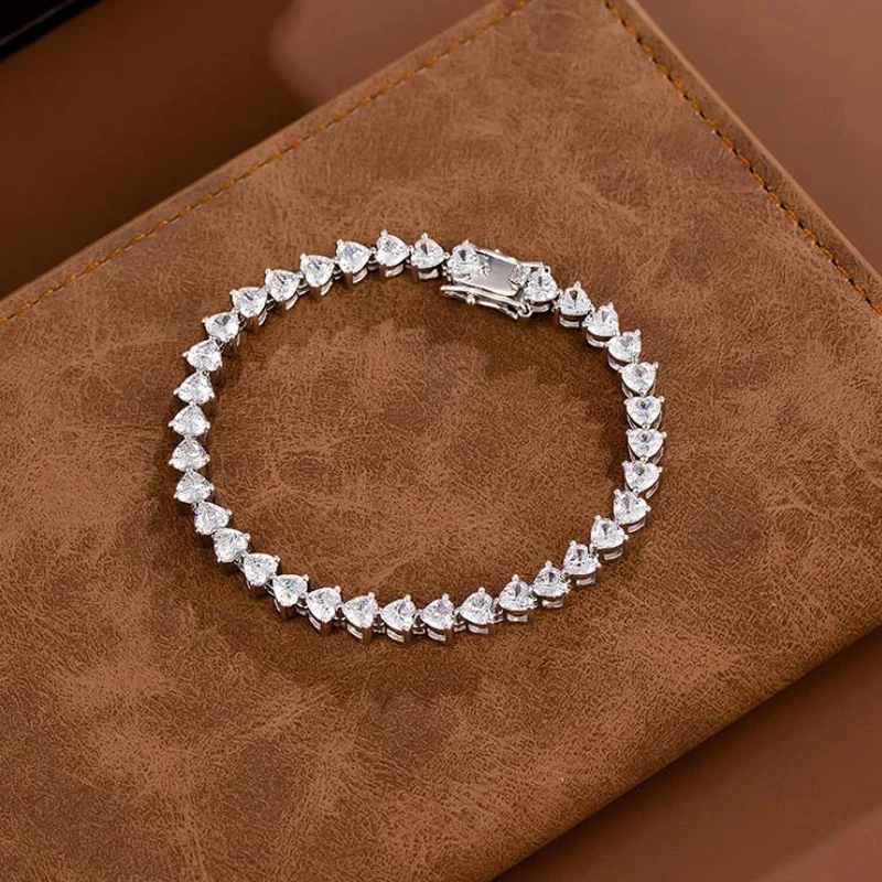 Женский браслет из серебра 100% пробы с сердечками | Украшения и аксессуары