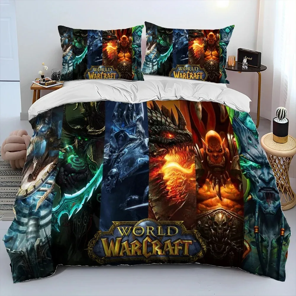 Фото Новый комплект постельного белья с 3D принтом World of Warcraft, WOW, игрового геймера, комплект постельного белья в стиле аниме, комплект из 3 предметов для взрослых и детей, комплекты пододеяльников для спальни №5