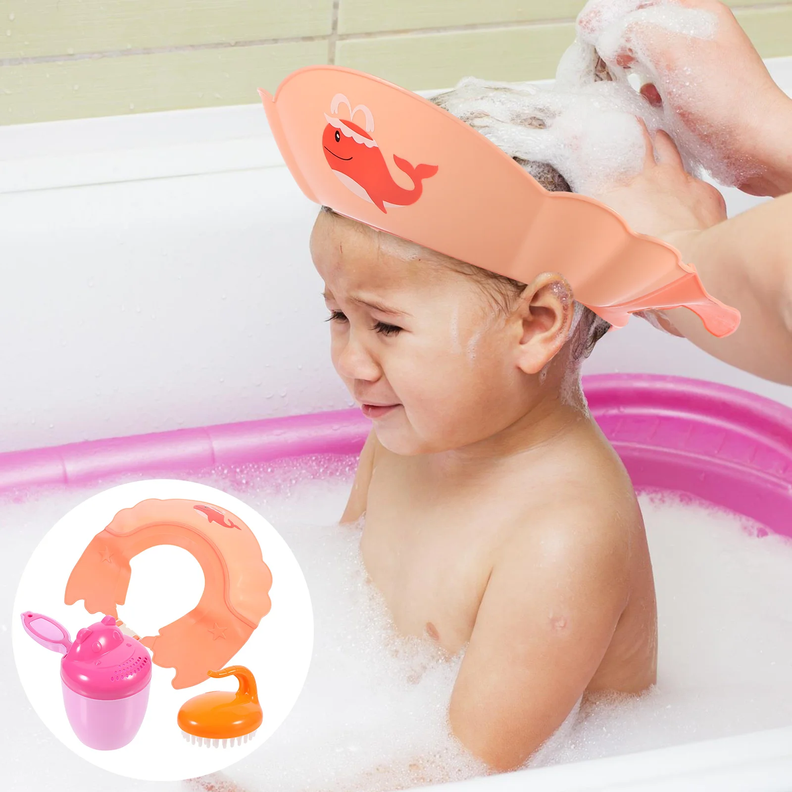 

1 Set Adjustable Soft Cartoon Shampoo Supplies Shampoo Cup Hair Brush