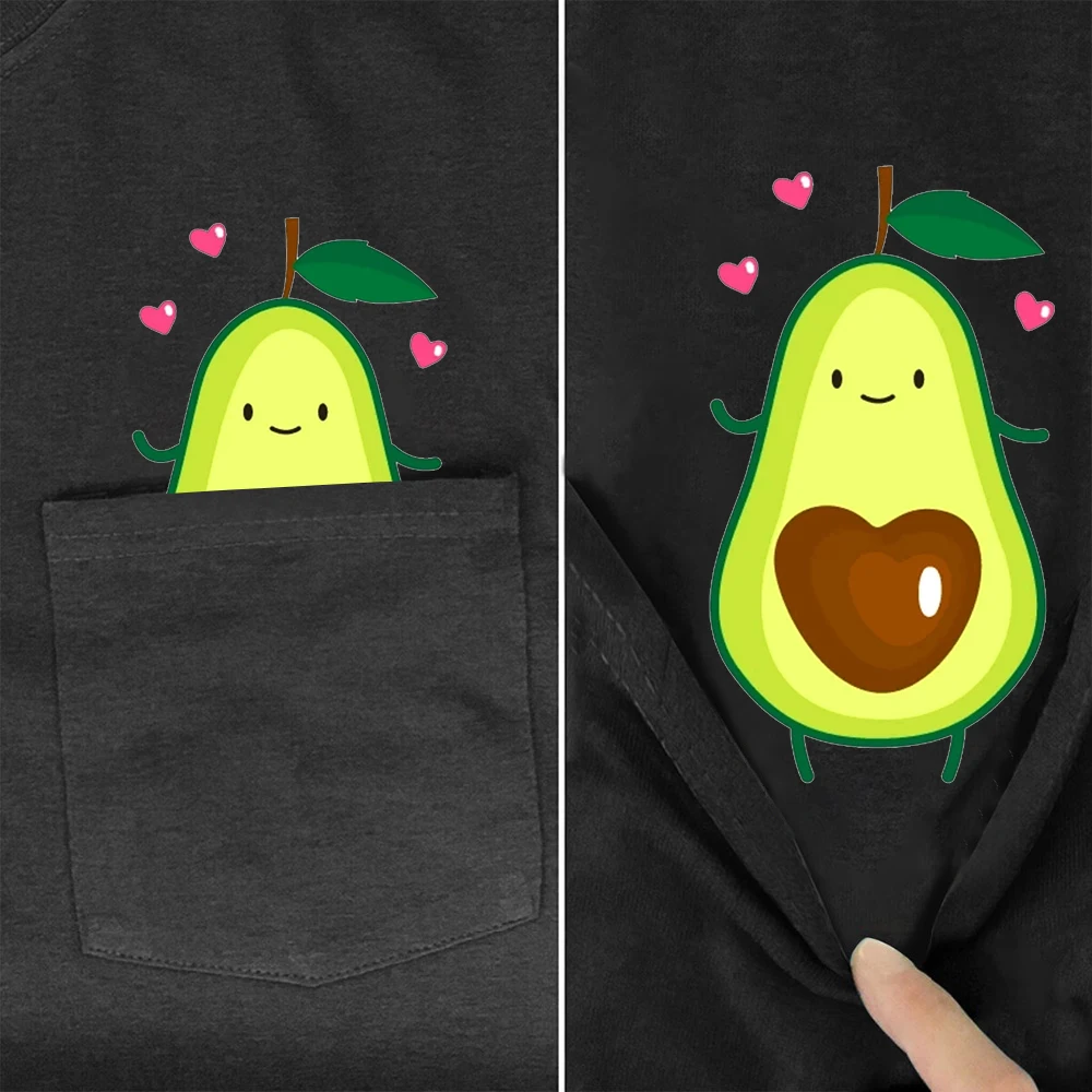 

CLOOCL Fashion Cotton T-Shirts Love You Cate Cartoon Avocado Print Crew Neck T Shirts Short Sleeve Top Tees Streetwear