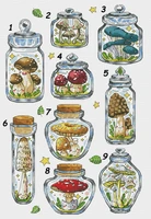 cross stitch kit landscape 14ct count canvas stitching embroidery diy handmade needlework cute little mushroom in bottle 34 47