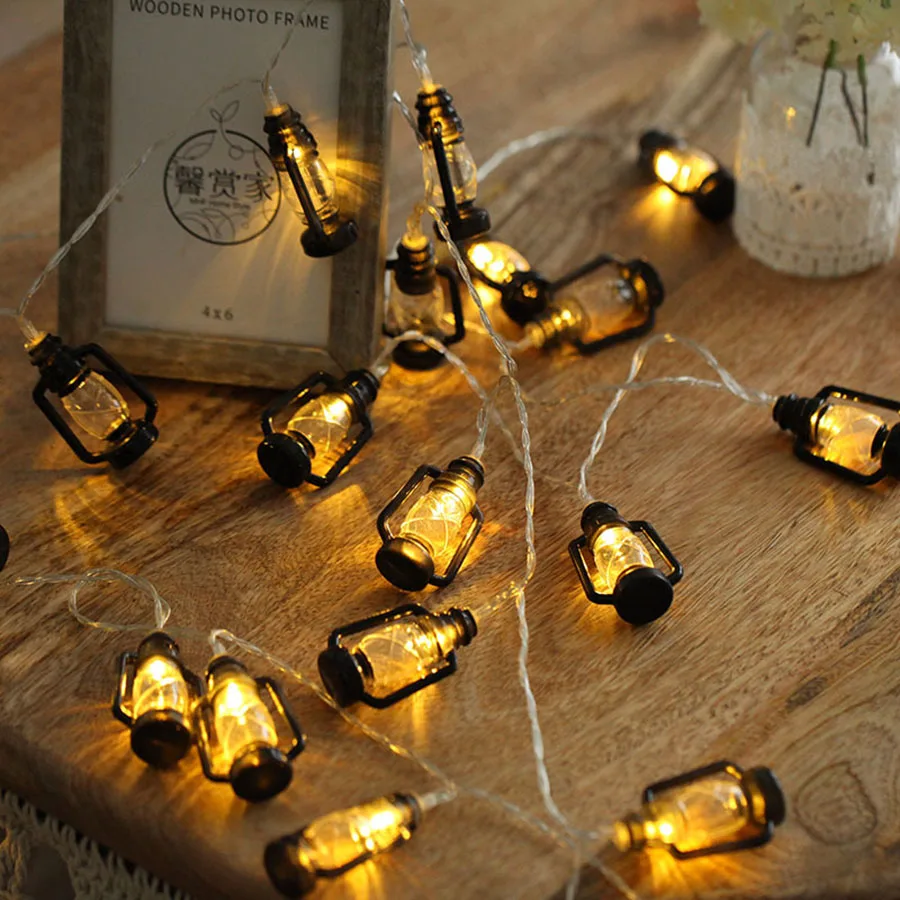 

Retro Kerosene Light String Battery Powered Baron Lantern Garland Light Decoration Home Christmas Kerosene Bottle Fairy Light