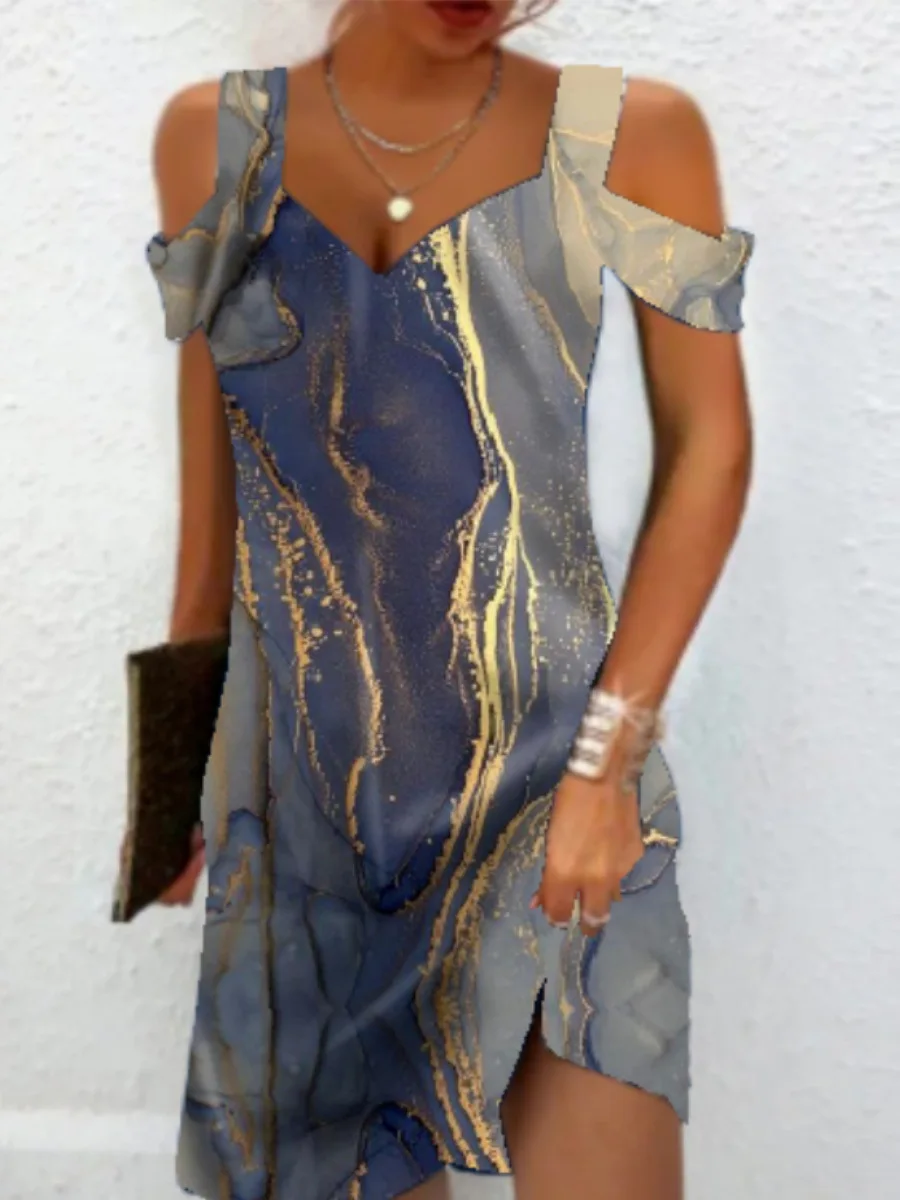 

Повседневные свободные платья для женщин, летняя уличная одежда с открытыми плечами в стиле бохо, женская модная одежда, ТРАПЕЦИЕВИДНОЕ ПЛАТЬЕ С принтом для женщин, 2023