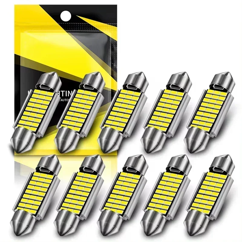 

Набор Из 10 Светодиодных Ламп C5W Canbus Festoon 31/36/39/41 Мм, Белые, 6500K, Высокая Яркость 300 Лм