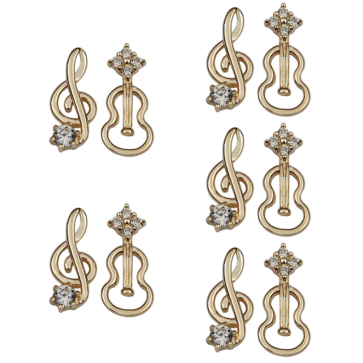 

5 Pairs Music Earrings Asymmetrical Tiny Stud Earrings Music Lovers Gift Ideas