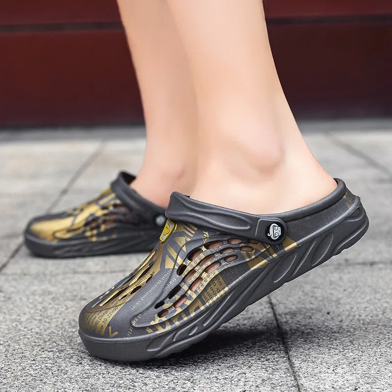 Шлепанцы Мужские дышащие перфорированные сандалии пляжная обувь мюли летняя