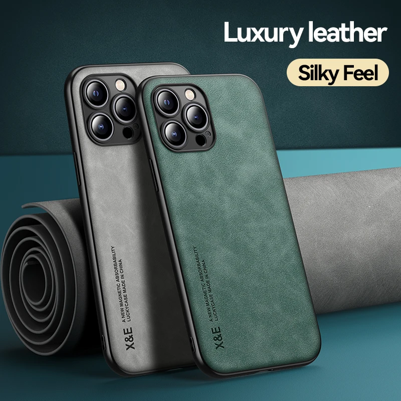 

Ultra-thin Silky Feel Magnetic Phone Case For iPhone 13 11 12 14 Pro Max XS XR X 7 8Plus Luxury Texture Leather Protection Case
