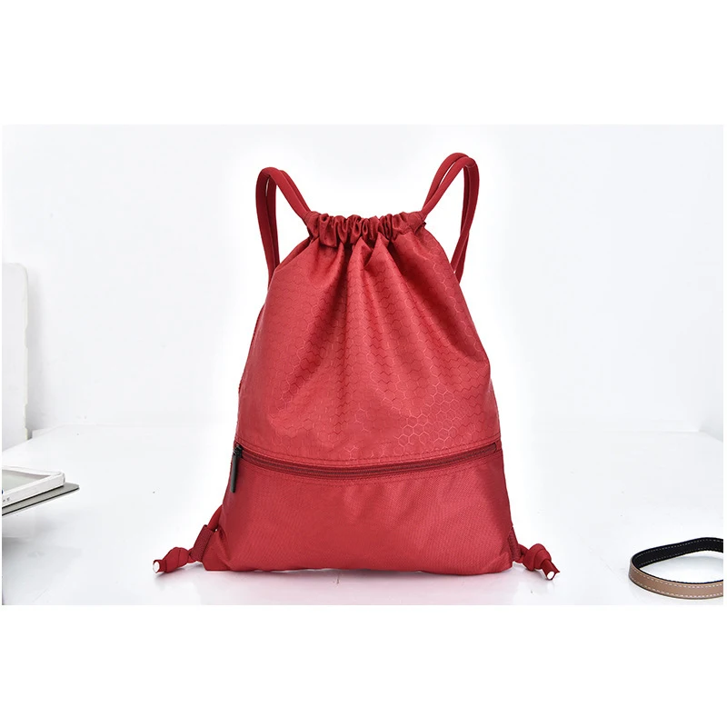 With Logo Gym Sports Backpack Yoga Bag Outdoor Bag Men Women Drawstring Cycling Basketball Travel Camping Beach Backpack