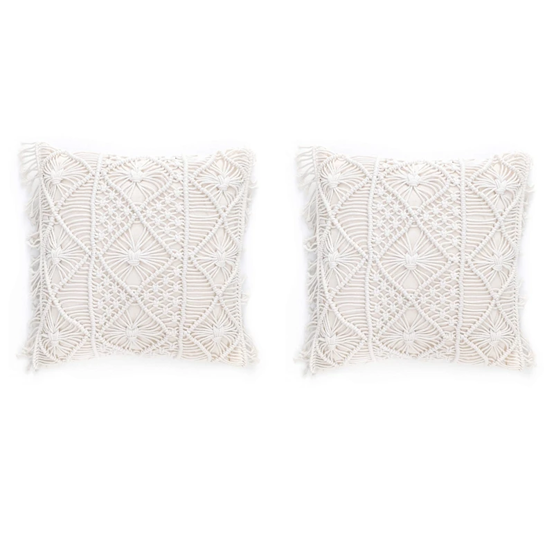 1 Set Of Boho Cushion Cover Pillow Decor Lace Pillowcase Cotton Decorative Fringe