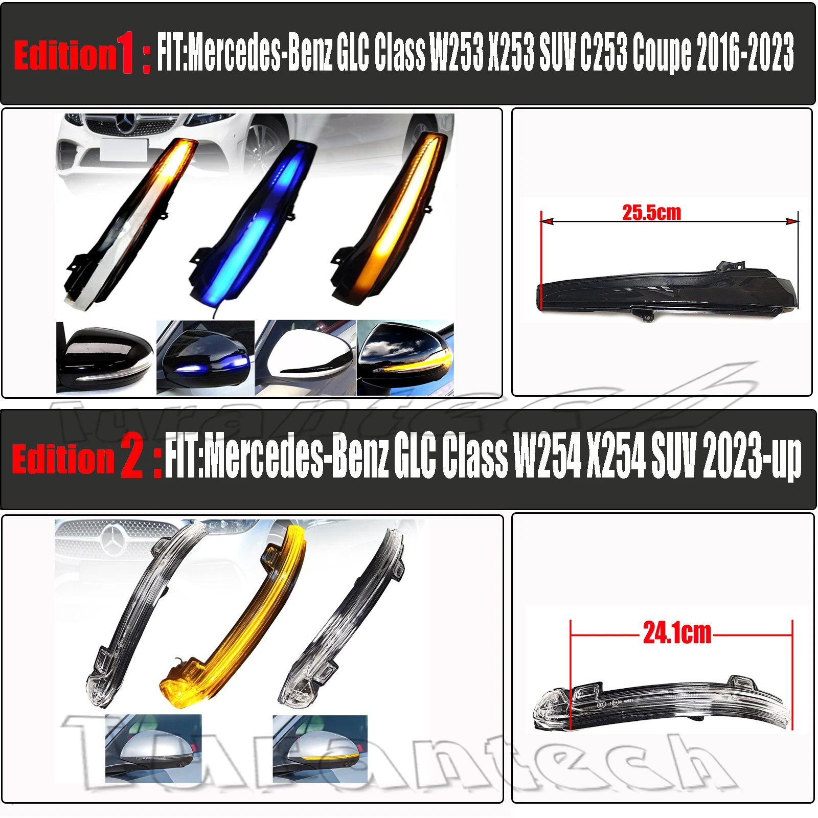 2 шт. указатель поворота для Mercedes-Benz GLC X253 C253 GLC200 GLC220 GLC250 GLC350 GLC43 GLC63 светодиодный