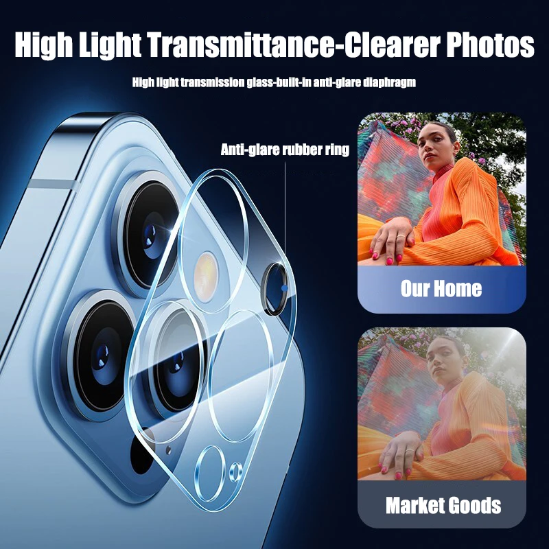 4PCS Full Cover Luxury Back Camera Lens for IPhone 13 12 11 Pro Ma XR XS MAX Mini  Screen Protector Original Lens Tempered Glass