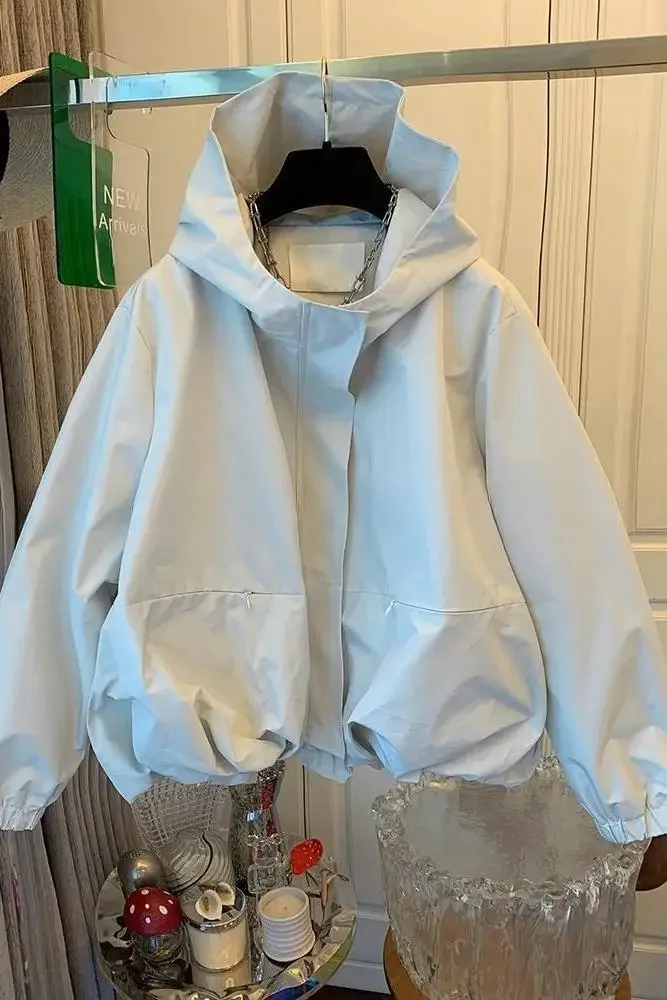 Короткие модные повседневные свободные пальто с капюшоном в английском стиле