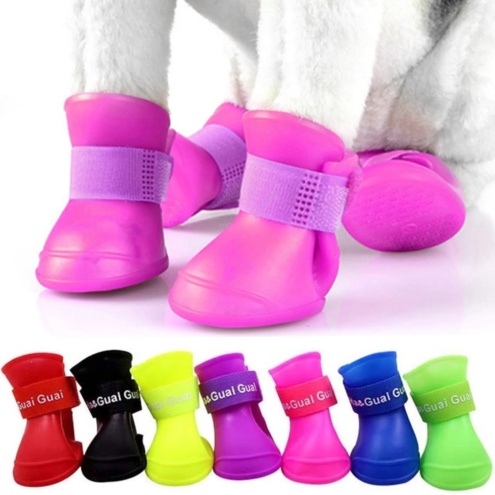 

4pcs Dog Shoes Waterproof Rain Shoes for Dogs Rains Boots Dogs Anti Slip Rubber Boots Accessoires for Four Seasons