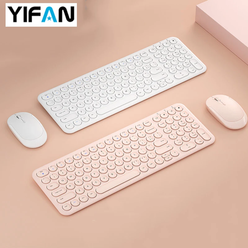 Wireless Mouse, 2.4ghz Ultra Slim Quiet Keyboard And Mice Combo With Round Keys For Computer Usb
