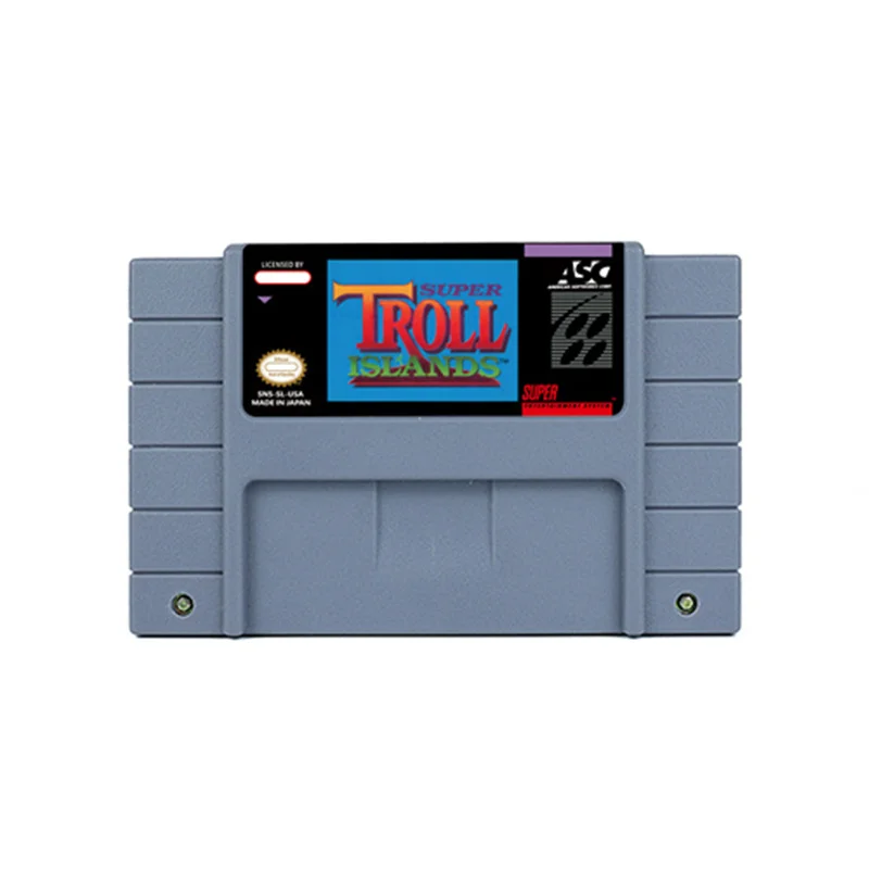 

Super Troll Islands Action Game for SNES 16 BitRetro Cart Children Gift
