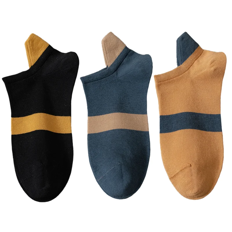 

3 Pairs Men's Socks Cotton Breathable 2022 Spring Summer New Fashion Mixed-Color Absorb Sweat Casual Sports Short Socks For Men