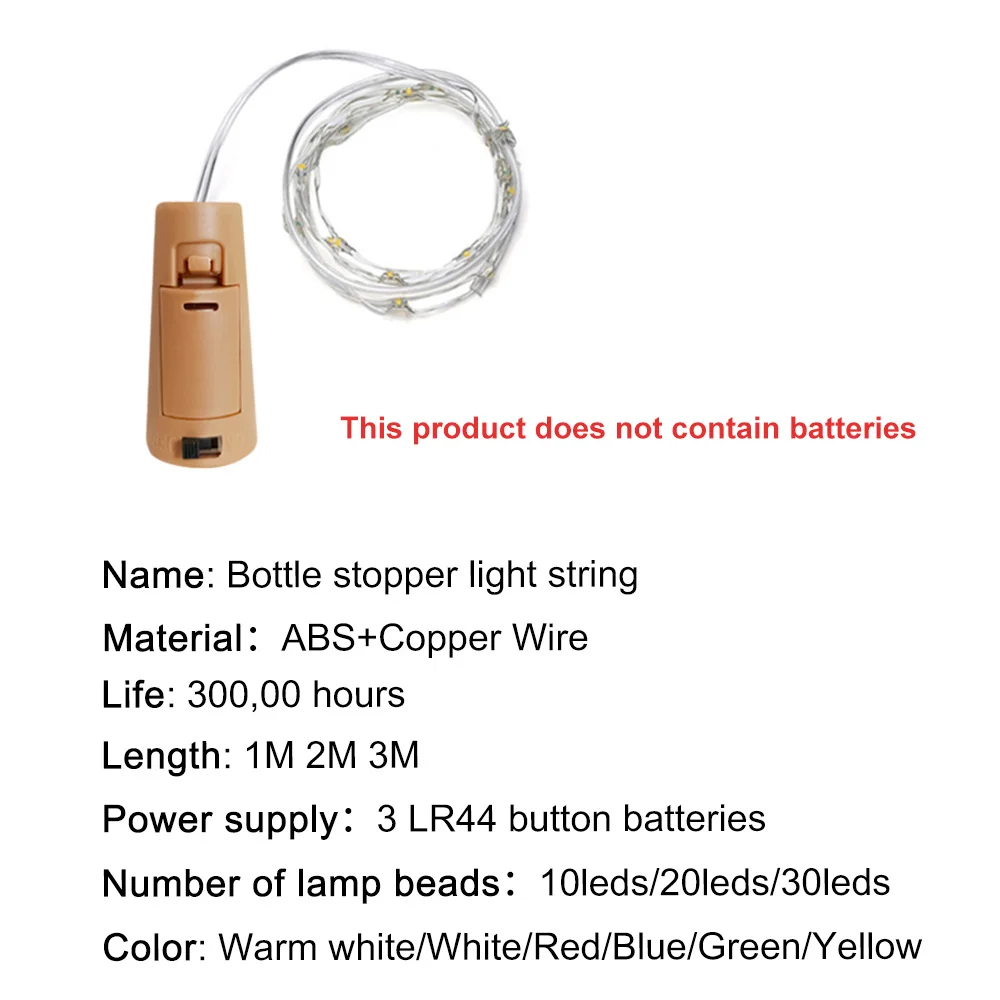 Скидка 10 шт. пробковая светодиодная гирлянда для бутылки вина, праздничные сказочные огни, гирлянда, Рождественская елка, украшение для свадебной ...