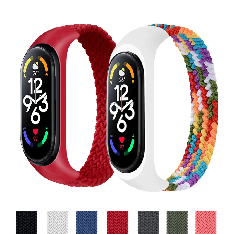 Браслет для Mi Band 6 нейлоновый плетеный браслет Solo Loop Pulseira Miband4 Miband5 xiaomi 3 4 5 7 ремешок