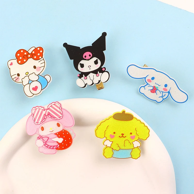 

2Pcs Sanrio Hello Kitty Y2K Creative Acrylic Duckbill Hair Accessories Kawaii Anime Kuormi Cinnamoroll Headdress Hairclip Gift