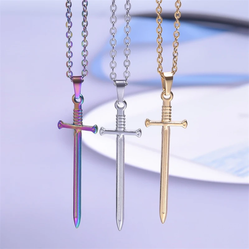 

Titanium Steel Vintage Sword Pendant Jewelry Men's and Women's Stainless Steel Necklace Charm Gothic Style Jewelry Gift