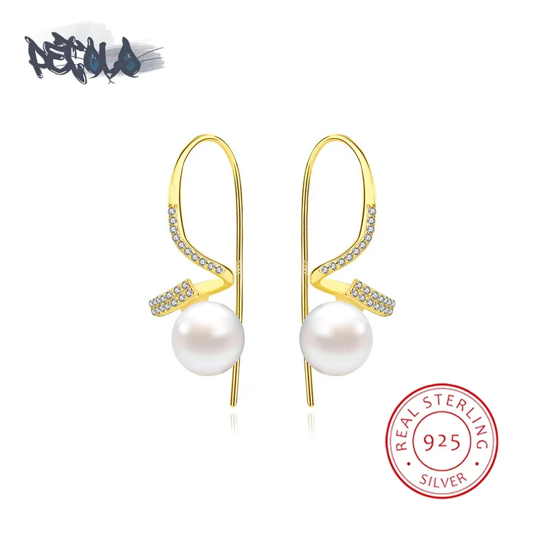 

Серьги женские из серебра 925 пробы с цирконом и искусственным жемчугом