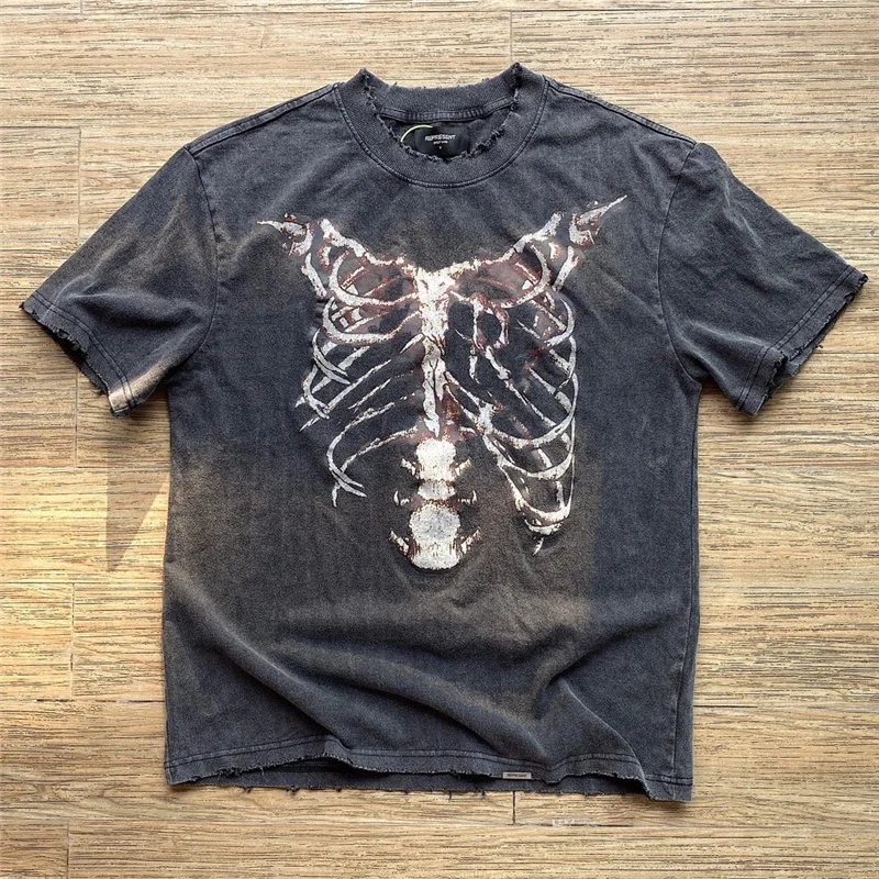 

REPRESENT Short Sleeve Heavy Craft Washing Worn Frame Printing 1:1 High Quality Short Sleeve t-Shirt