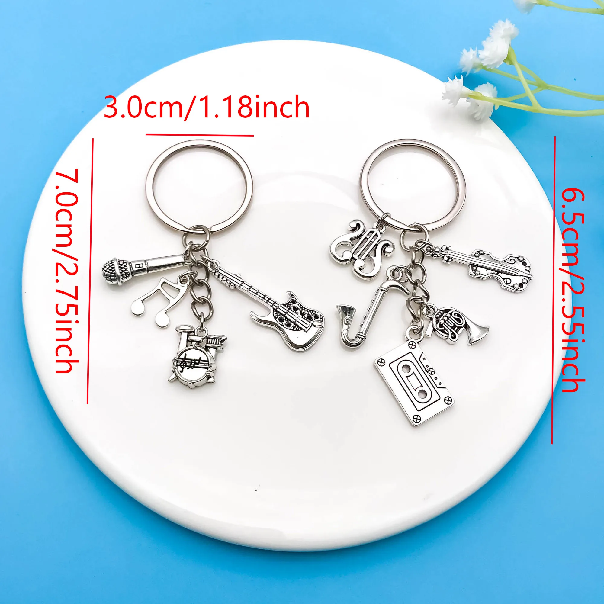 Серебряный брелок с Микрофоном и Барабаном 1 шт