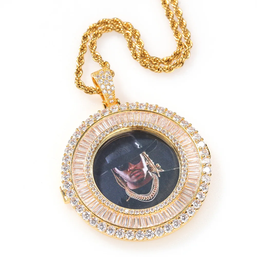 8 Styles Top Quality Custom Photo Pendant Necklace Cubic Zircon Hip Hop Personalized DIY Picture Jewelry Gifts for Couple Lovers