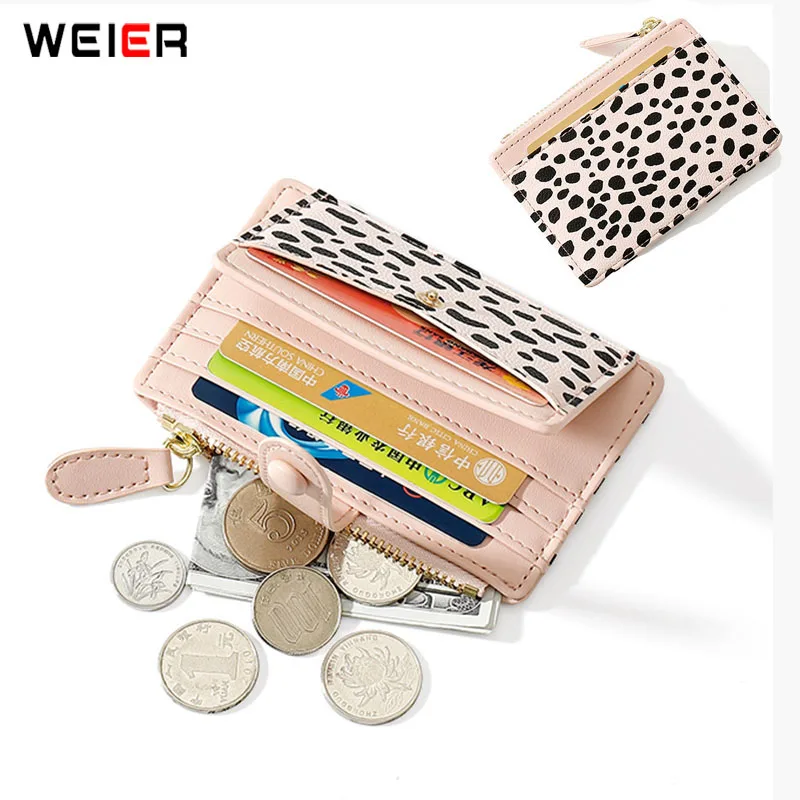 

Fashion Leopard print Women Multi-slot Credit Card Holder Portable PU Leather Mini Coin Purse Multifunction Zipper Wallet Ladie