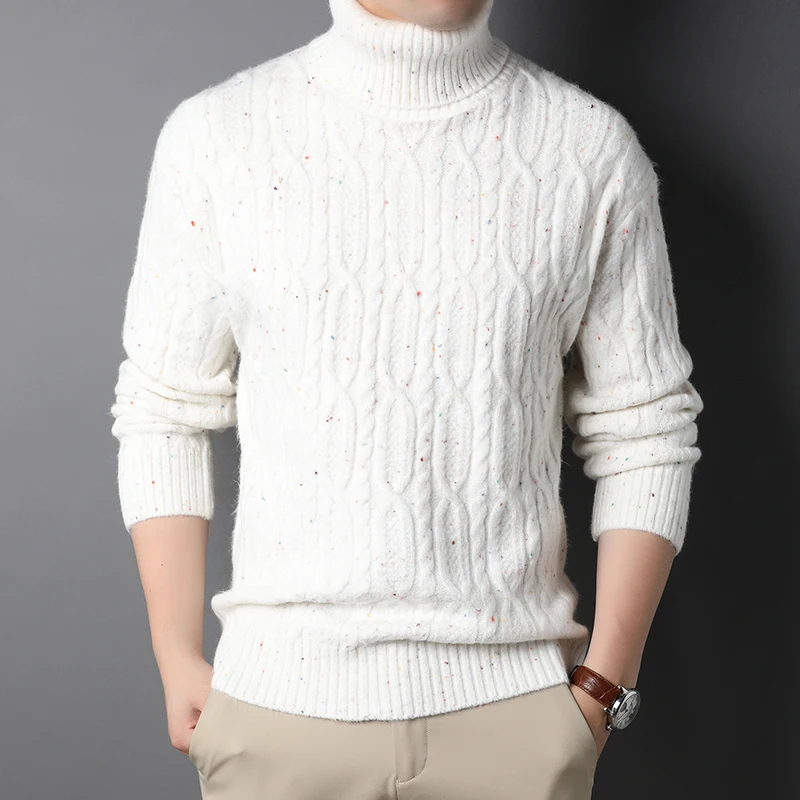 Sweatshirt Top Thermal Insulation New Fashion Brand Pullover Knitted High Neck Sweater Men's Preppy Plain Casual Men's 2023