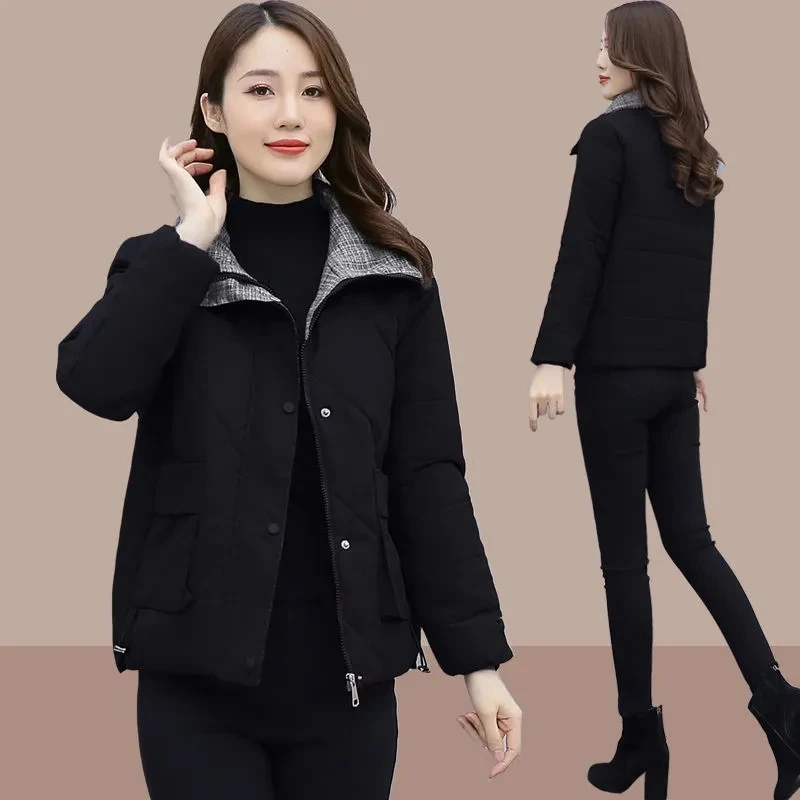 Down Cotton Coat Womens 2022 New Winter Fashion Slim All-match Padded Jacket Women Casual Large Size Short Thick Warm Parkas