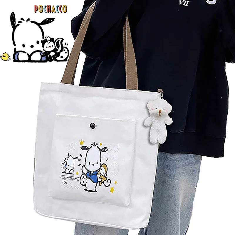 

Женская Холщовая Сумка На Молнии Sanrios, Повседневная Большая Сумка через плечо