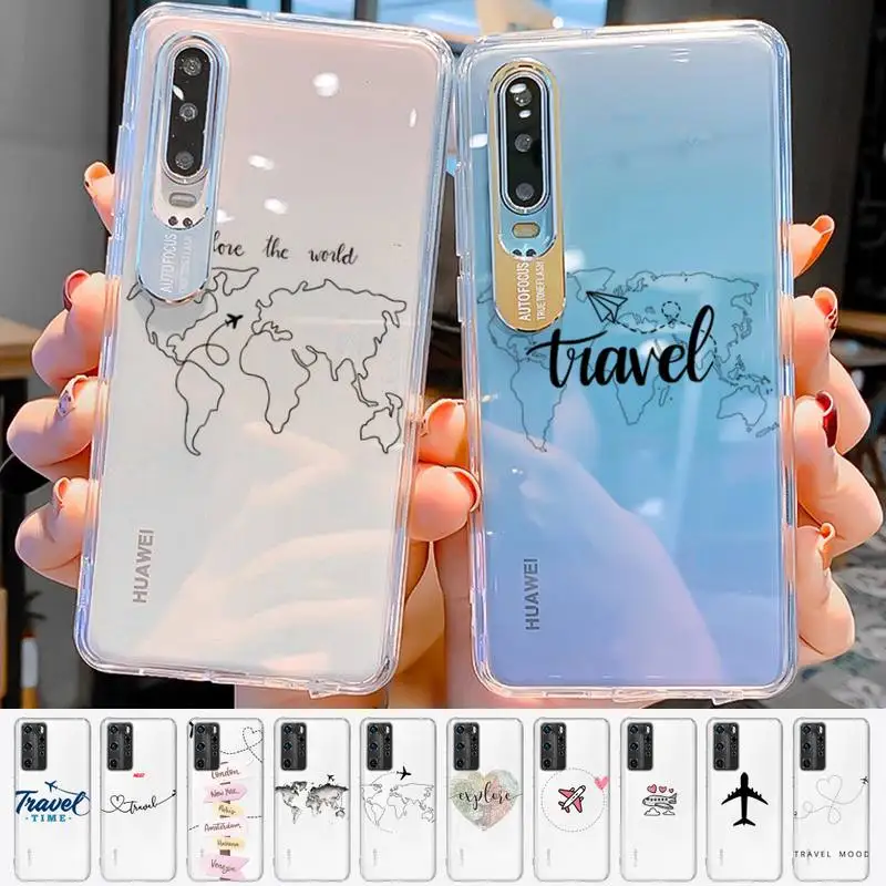 

World Map Travel Phone Case For Huawei P 20 30 40 pro lite Psmart2019 Honor 8 10 20 Y5 6 2019 Nova3E