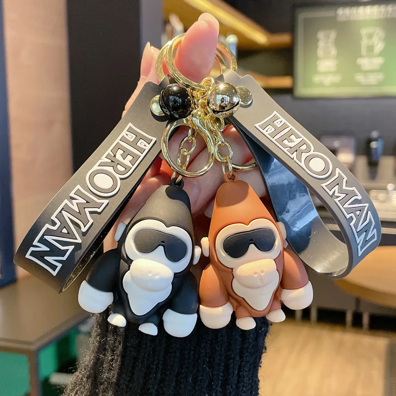

Cartoon Gorilla Doll Keychain Wearing Sunglasses Silicone Accessories Hip Hop Key Ring Couple Bag Pendant Charm Wholesale