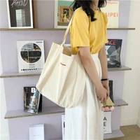 casual handbag eco friendly canvas shoulder bags portable shopper bag folding totebag canvas reusable shopping bag