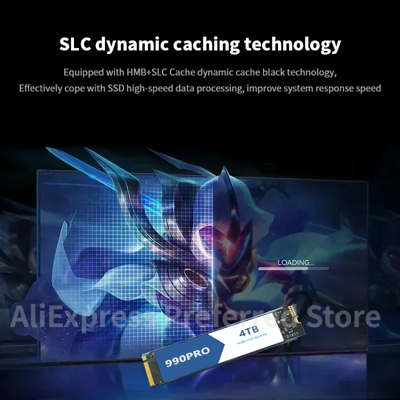 Синий 990Pro с радиатором NVMe M.2 SSD 1 ТБ 2 4 8 Внутренний твердотельный жесткий диск PCIe 4.0