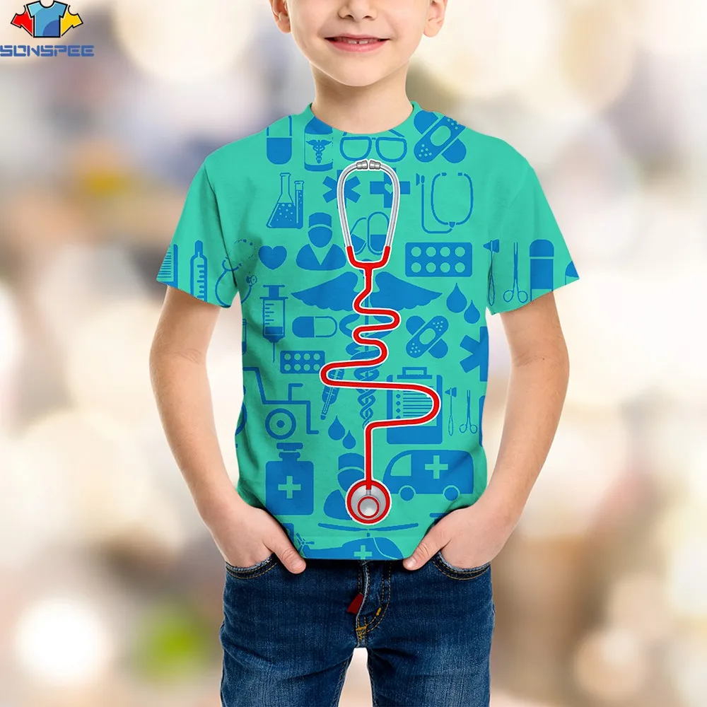 

Футболка для мальчиков Sonspee с 3d принтом, веселая фотография больницы, мультяшный топ из полиэстера, лидер продаж, модные футболки для мальчи...