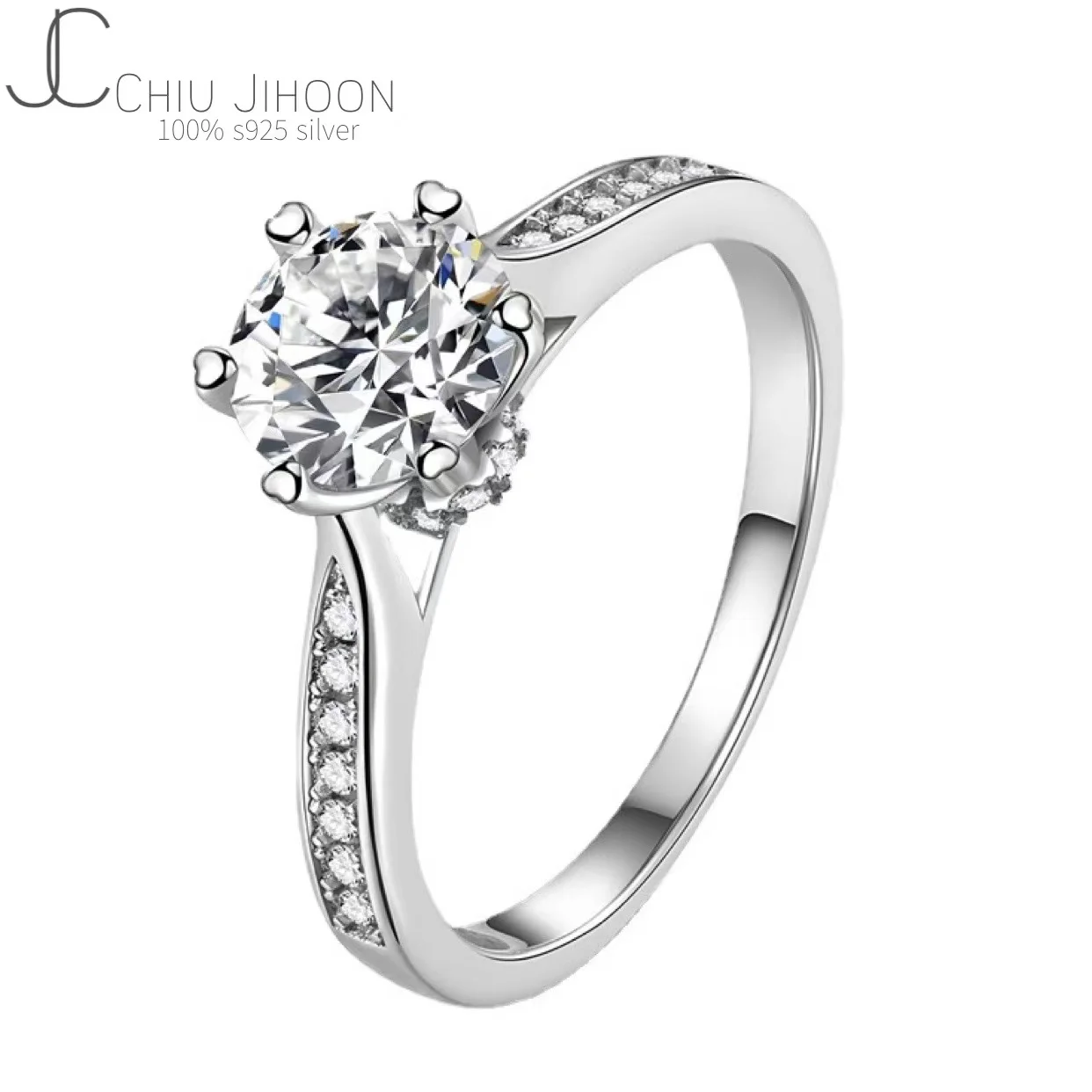 

Sterling Silver Wedding Rings 0.5CT 1CT 2CT Moissanite Diamond Plated 18k White Gold Engagement Rings Women High Jewelry